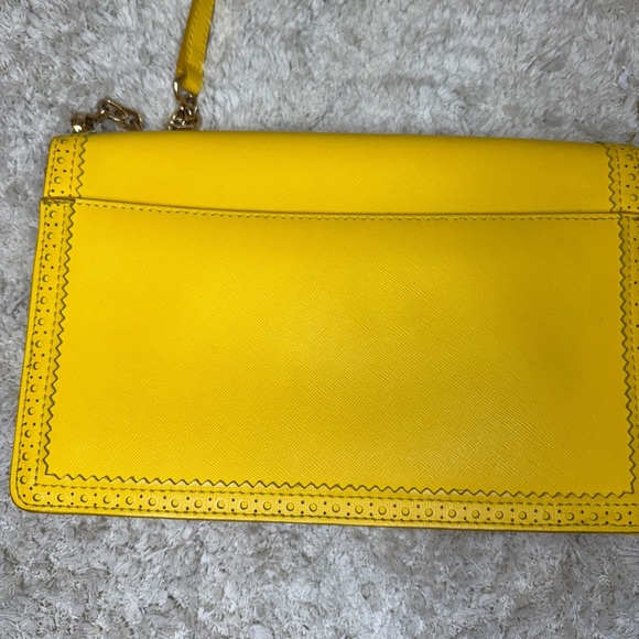 Tory Burch Yellow Safiano Leather Robinson Envelope Clutch Crossbody - Picture 2 of 13